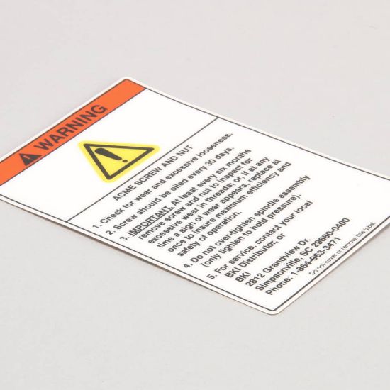 Picture of BKI N0153 Decal, Fkm Warning Acme Screw
