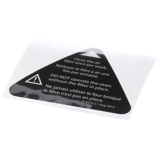 Picture of Turbochef I5-9372-3 Label, Filter Warning, Eng-fre