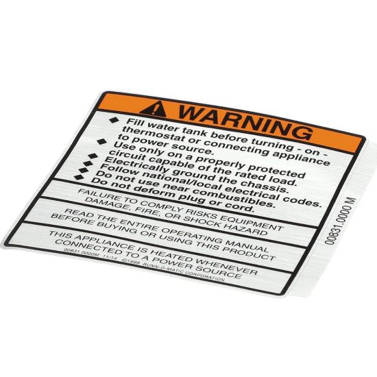 Picture of Bunn 831 Decal, Warning-electrical