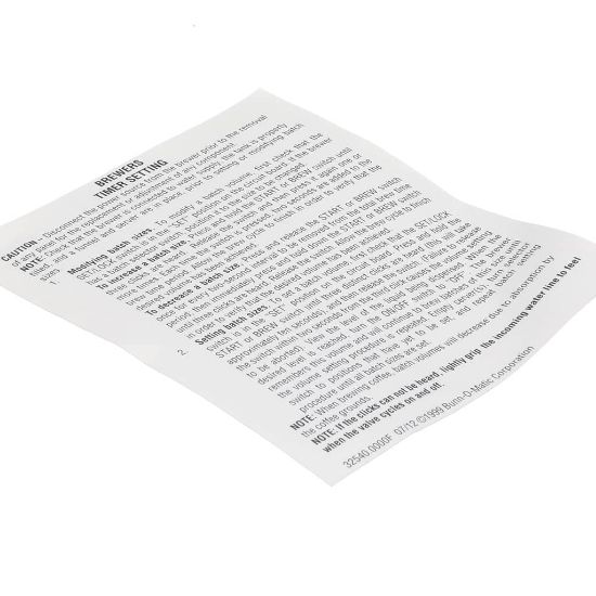Picture of Bunn 32540 Decal, Digital Timer - Batch Set
