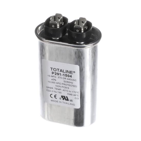 Picture of Carrier P291-1504 440V Single Oval Run Capacitor, 15 Mfd