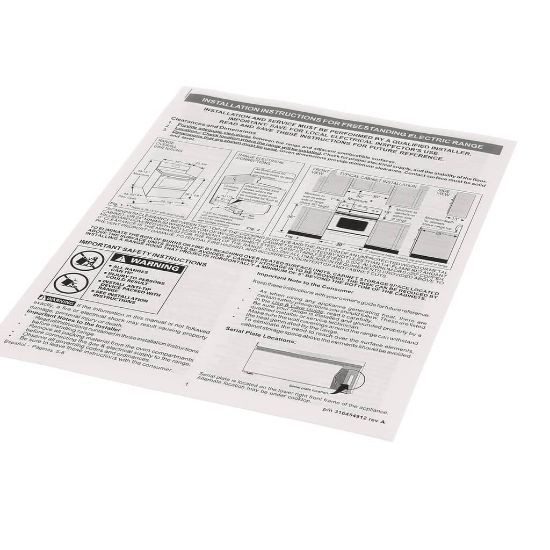 Picture of Electrolux 316454912 Installation Instructions