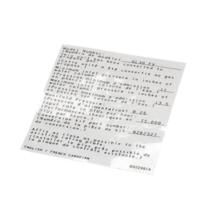Picture of Frymaster 8022981 Label Conv Nat To Pro G L30 Fv