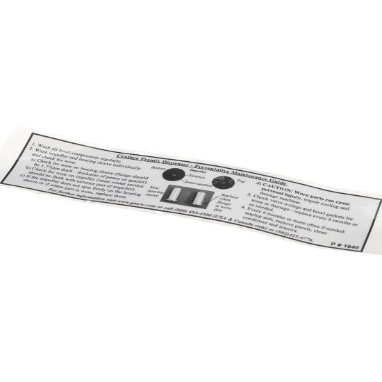 Picture of Grindmaster Cecilware 1940 Decal Maintenance Guide