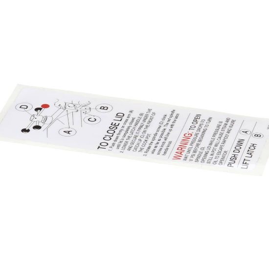 Picture of Henny Penny 16181 Label - Lid Operating Instruct
