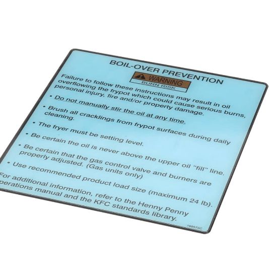 Picture of Henny Penny 168575 Label-boilovr Prevent,kfc,evol