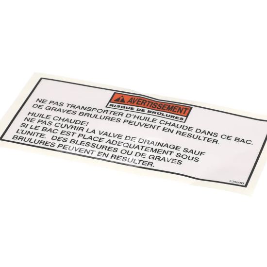 Picture of Henny Penny 33590 Label-warning Drain Pan Fre