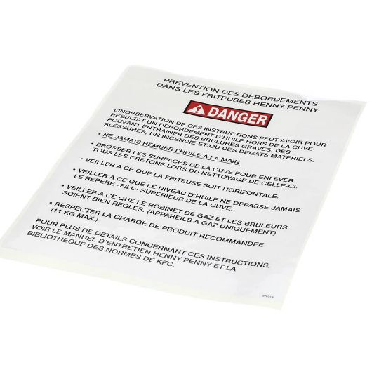 Picture of Henny Penny 97071 Label-boilover Kfcfre