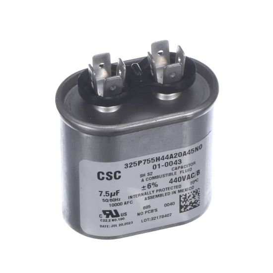 Picture of Nortek 01-0043 Run Cap, Oval, 440V, 7.5Uf