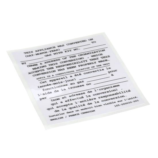 Picture of Pitco 155-000039-001 Conversion Sticker