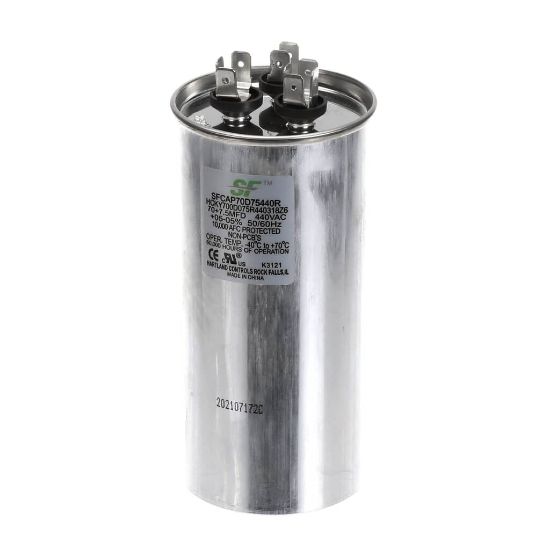 Picture of Trane SFCAP70D75440R Capacitor; 70+7.5Mfd 370/440V Round Run Capacitor