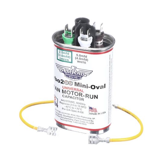 Picture of Trane TURBOMINIOVAL Capacitor; 2.5 - 15 Mfd 370/440V Oval