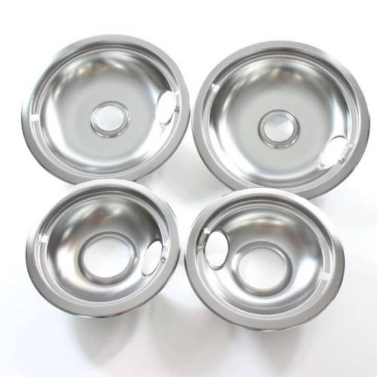 Picture of Whirlpool W10278125 Chrome Drip Bowl Set, 2-6-Inches, 2-8-Inches