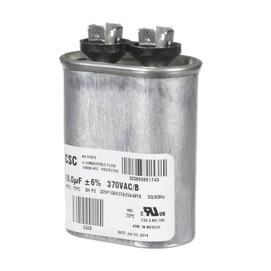 Picture of York S1-02420046700 Single Run Capacitor, 10Mfd,370v,flat