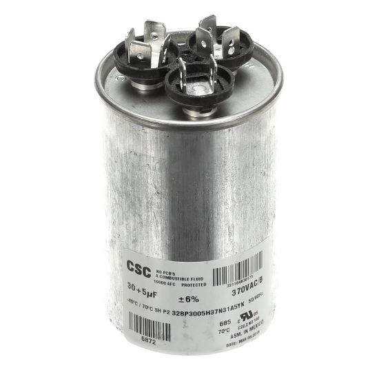 Picture of York S1-02424778700 Dual Run Capacitor, 30/5Mfd,370v,round