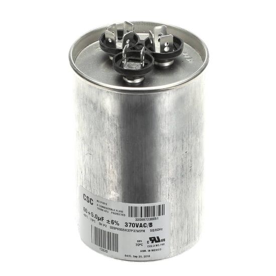 Picture of York S1-02425033700 Dual Run Capacitor, 60/5Mfd,370v,round